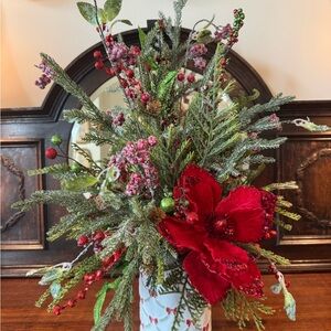 Elegant Red and Green Floral Vase